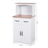 Wooden Kitchen Cabinet White Pantry Storage Microwave Cabinet with Storage Drawer - White